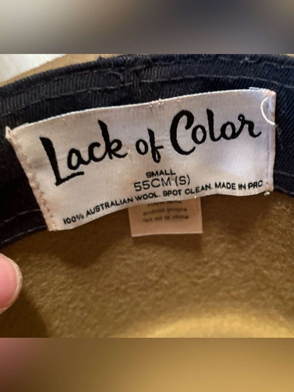 Wide Brim Fedora Hat Taupe Australian Wool Brand: “Lack of Color” Women’s Small - Picture 5 of 7